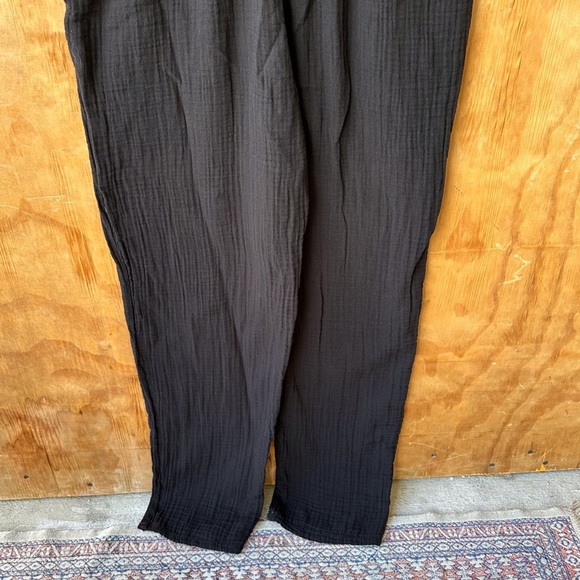 Xirena Loghan Black Cap Sleeve Gauze Straight Leg Tie Waist Jumpsuit - Picture 11 of 16